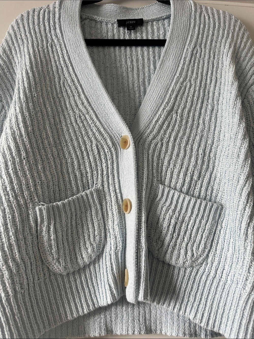 J.Crew Ribbed Button-Front Cardigan Light Blue - Picture 3 of 4